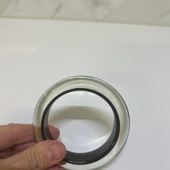 Louis Vuitton Resin and Crystal Logo Inclusion Bangle Bracelet Black /Gold - Picture 3 of 7